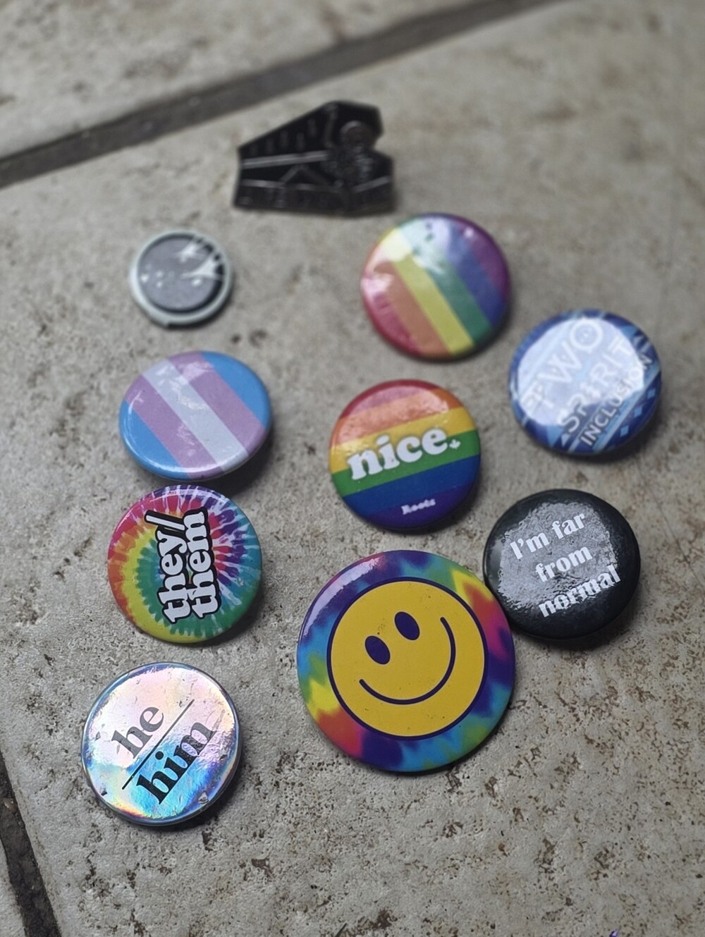 Pinback Button Lot With Pride Colors & Pronouns (Roots) + Humorous Pins